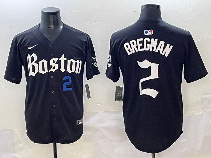 Men 2025 Boston Red Sox 2 Bregman Black Five generations Joint Name Nike MLB Jersey style 26